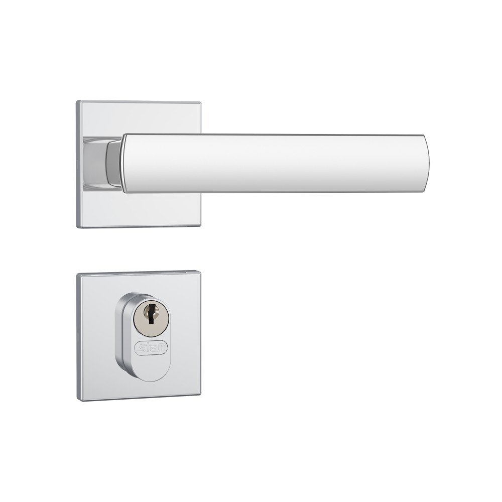 Fechadura Externa Roseta Quadrada Inox frontal
