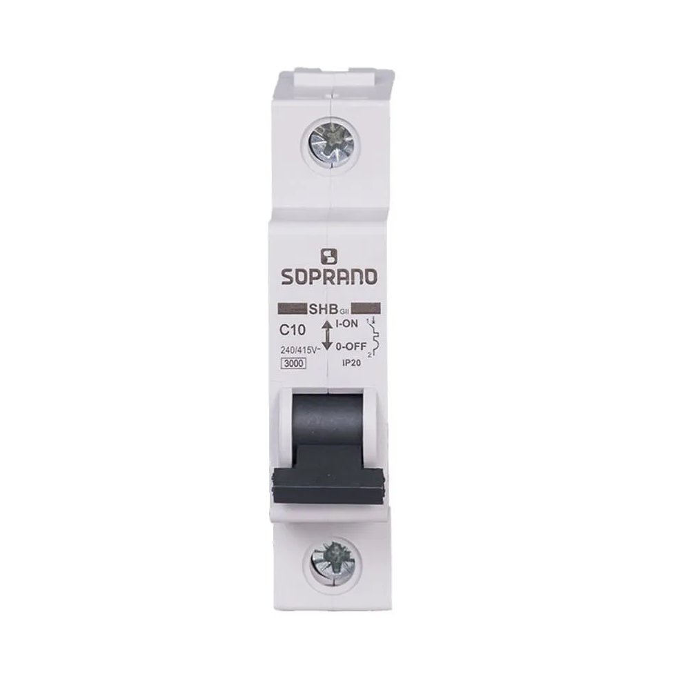 Disjuntor Monopolar SHB GII 10A Soprano detalhe lateral