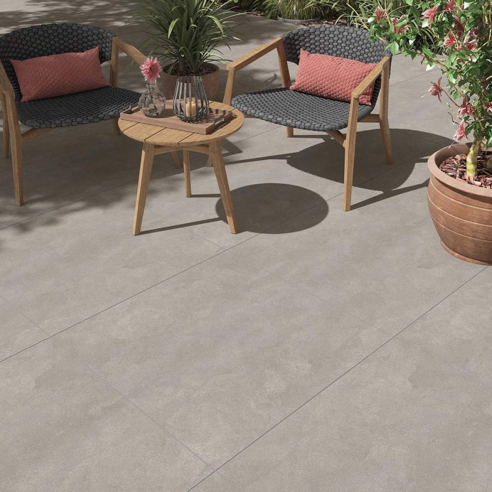 Piso Cer&acirc;mico Cleantec Silver Granilhado Retificado 81x81 Formigres textura